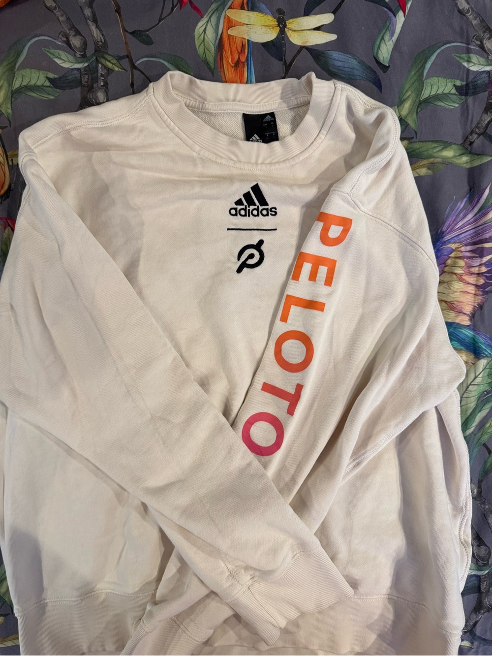 adidas Cream Crewneck Sweatshirt with Black Logo